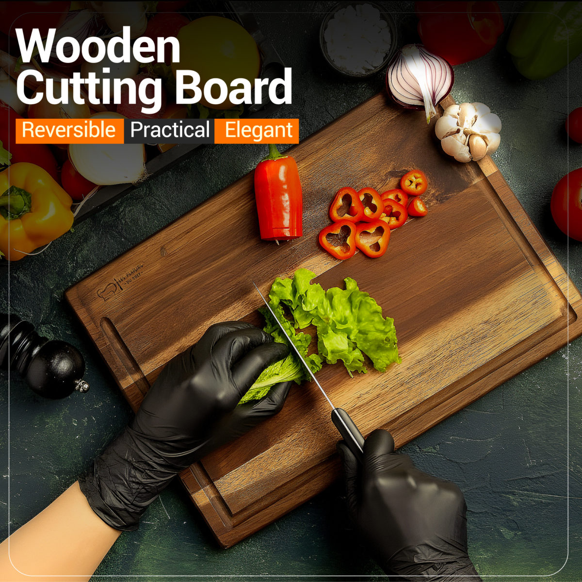 4-Piece Acacia Wood Cutting Board Set with Holder