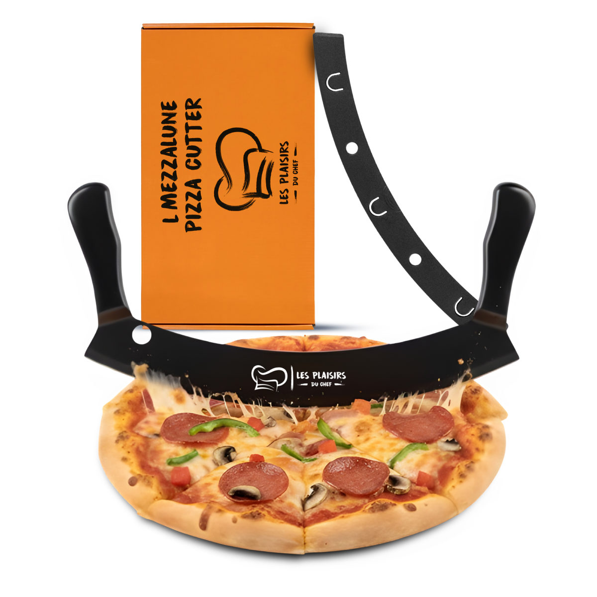 Pizza Cutter (12" - 30,5 cm) - Stainless Steel with anti stick coating (Black/Large)